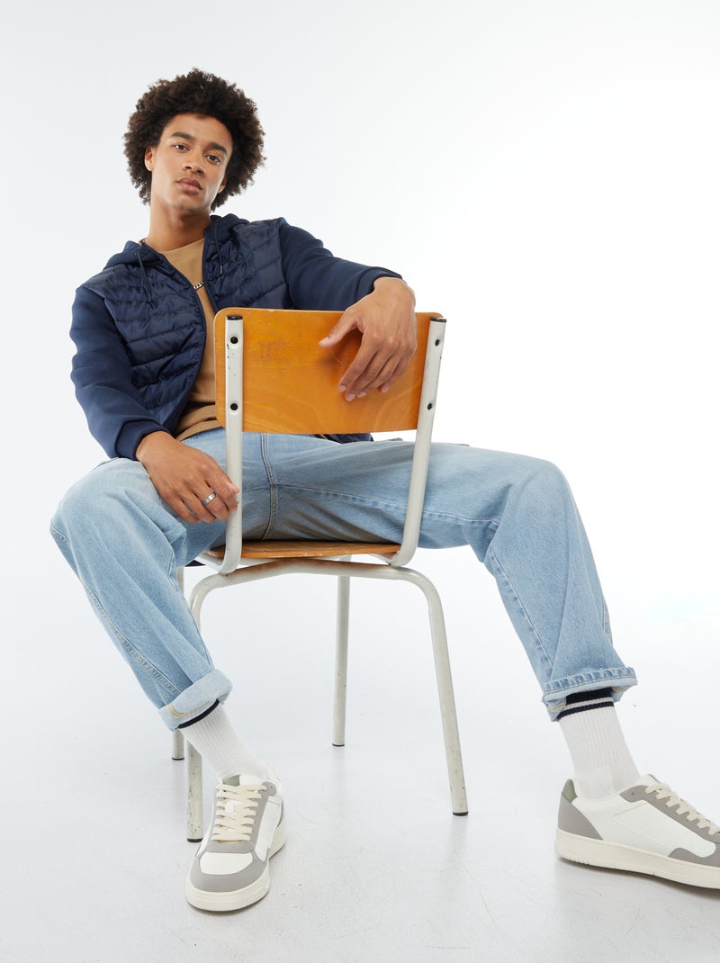 Felpa con cappuccio stile piumino blu - Kiabi