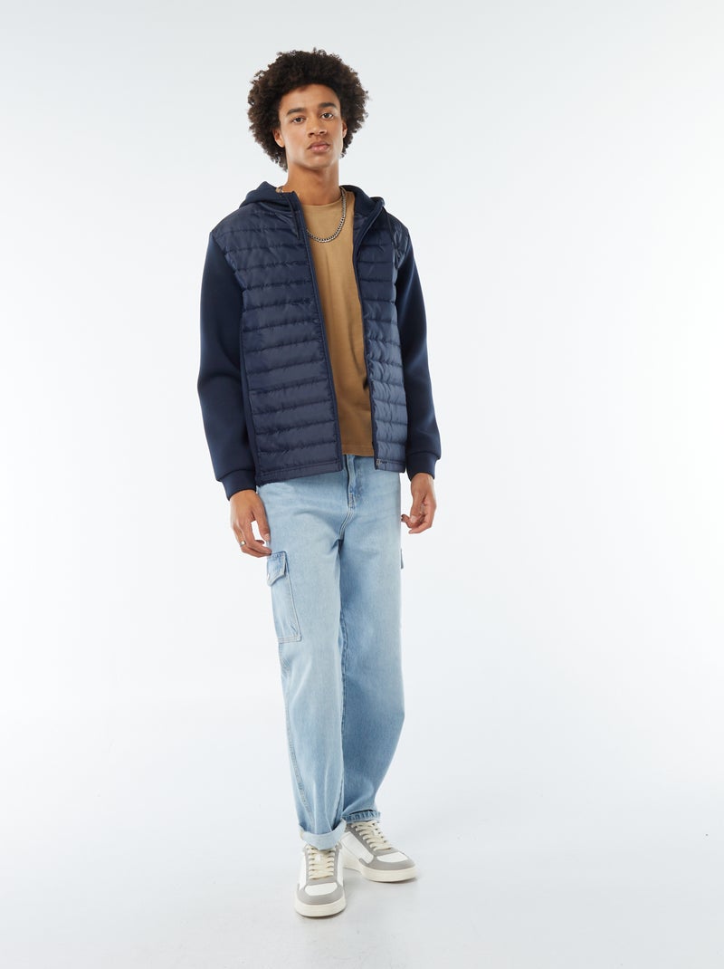 Felpa con cappuccio stile piumino blu - Kiabi