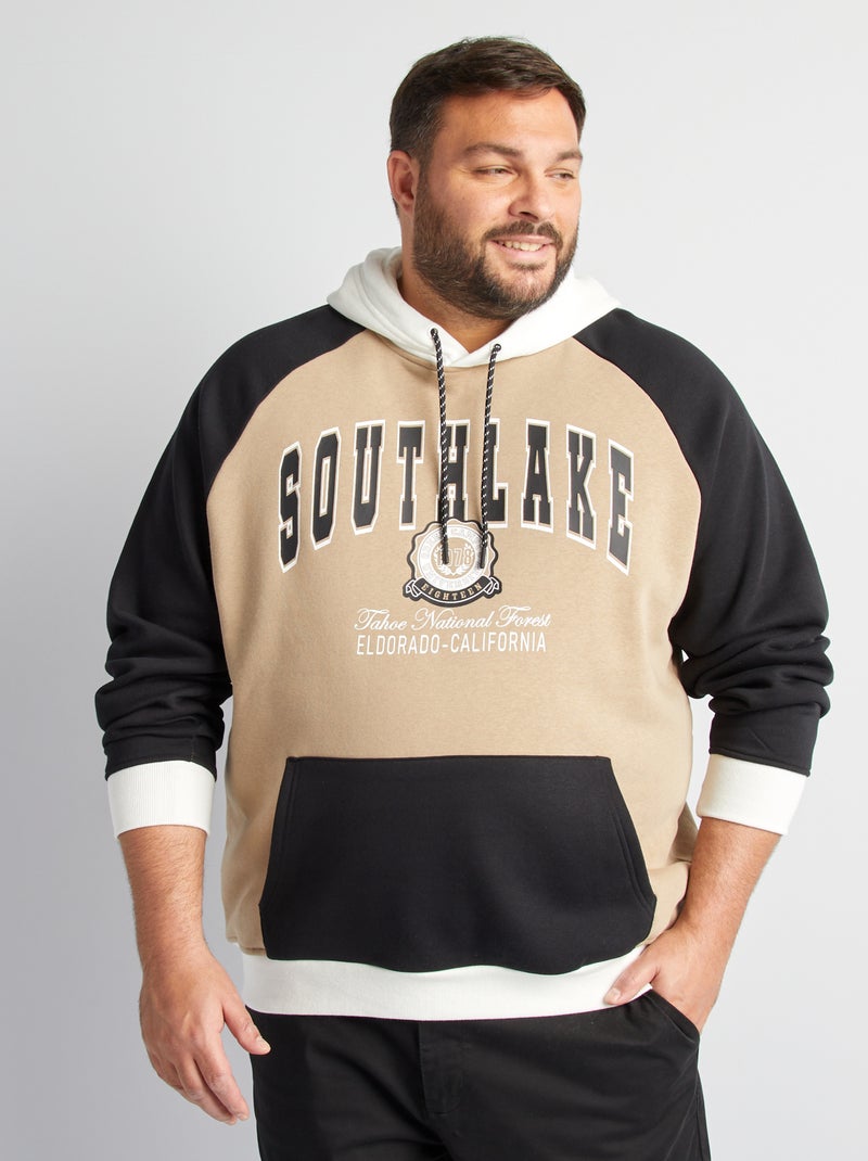 Felpa con cappuccio stile università americana BEIGE - Kiabi