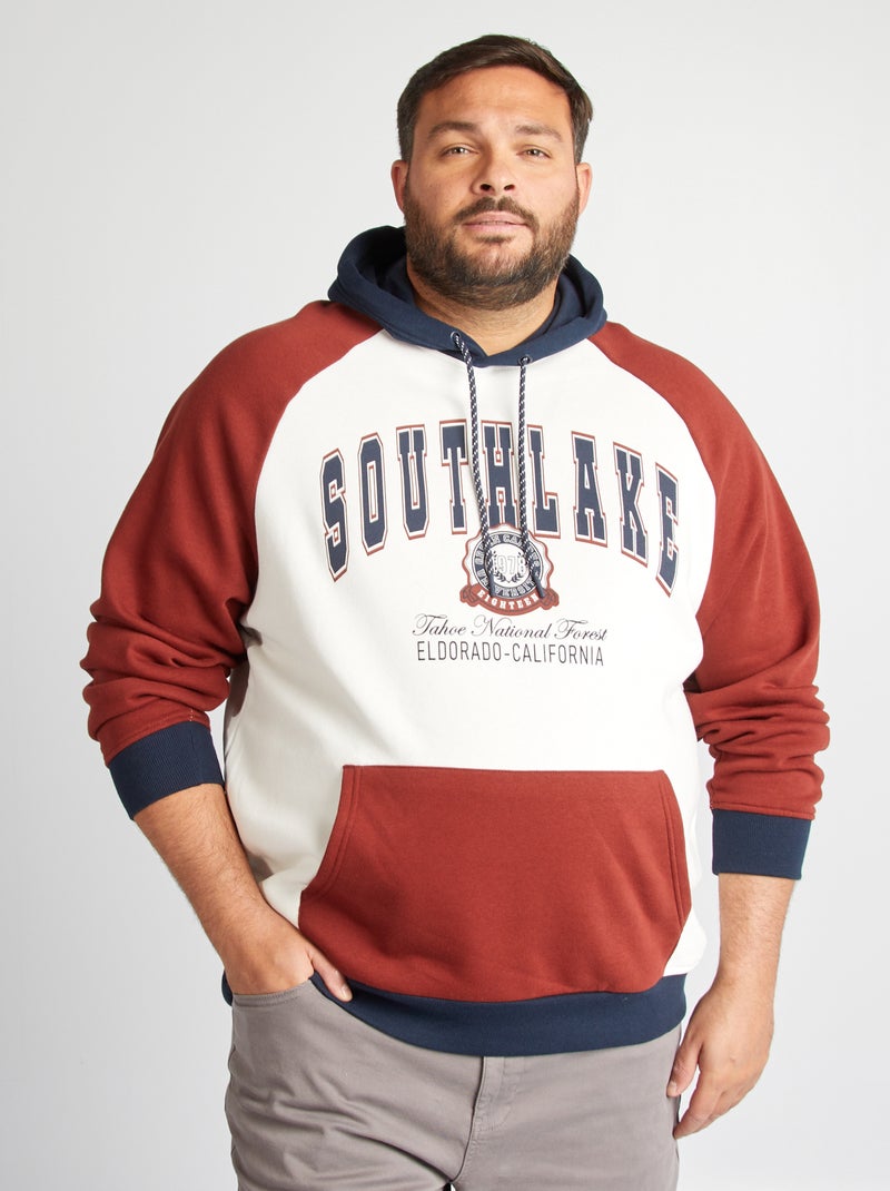 Felpa con cappuccio stile università americana ROSSO - Kiabi