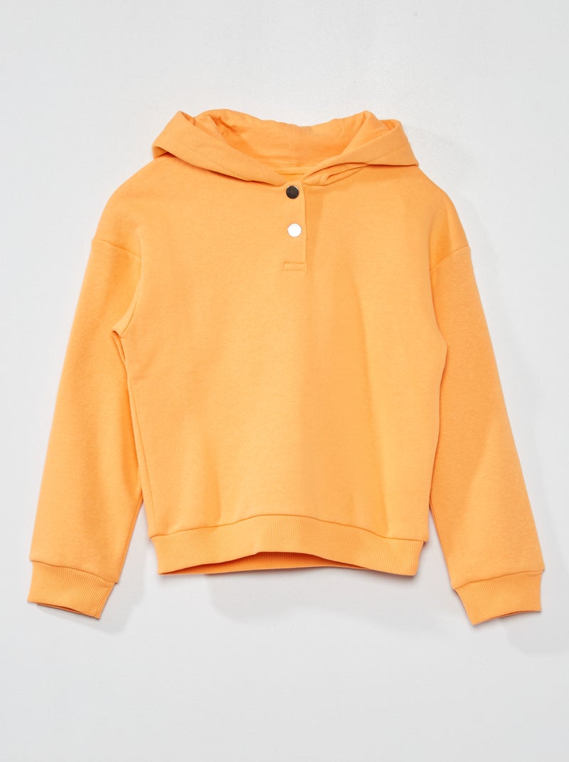 Felpa con cappuccio tinta unita arancio albicocca - Kiabi