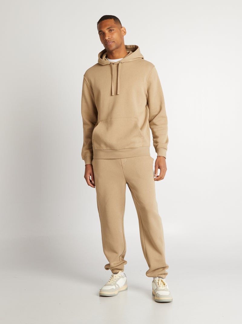 Felpa con cappuccio tinta unita BEIGE - Kiabi