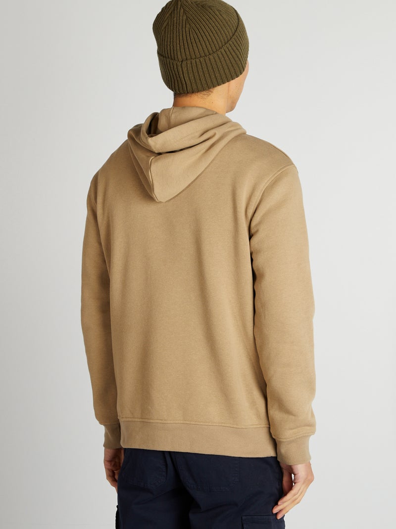 Felpa con cappuccio tinta unita BEIGE - Kiabi