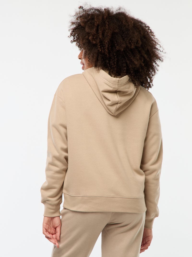 Felpa con cappuccio tinta unita beige - Kiabi