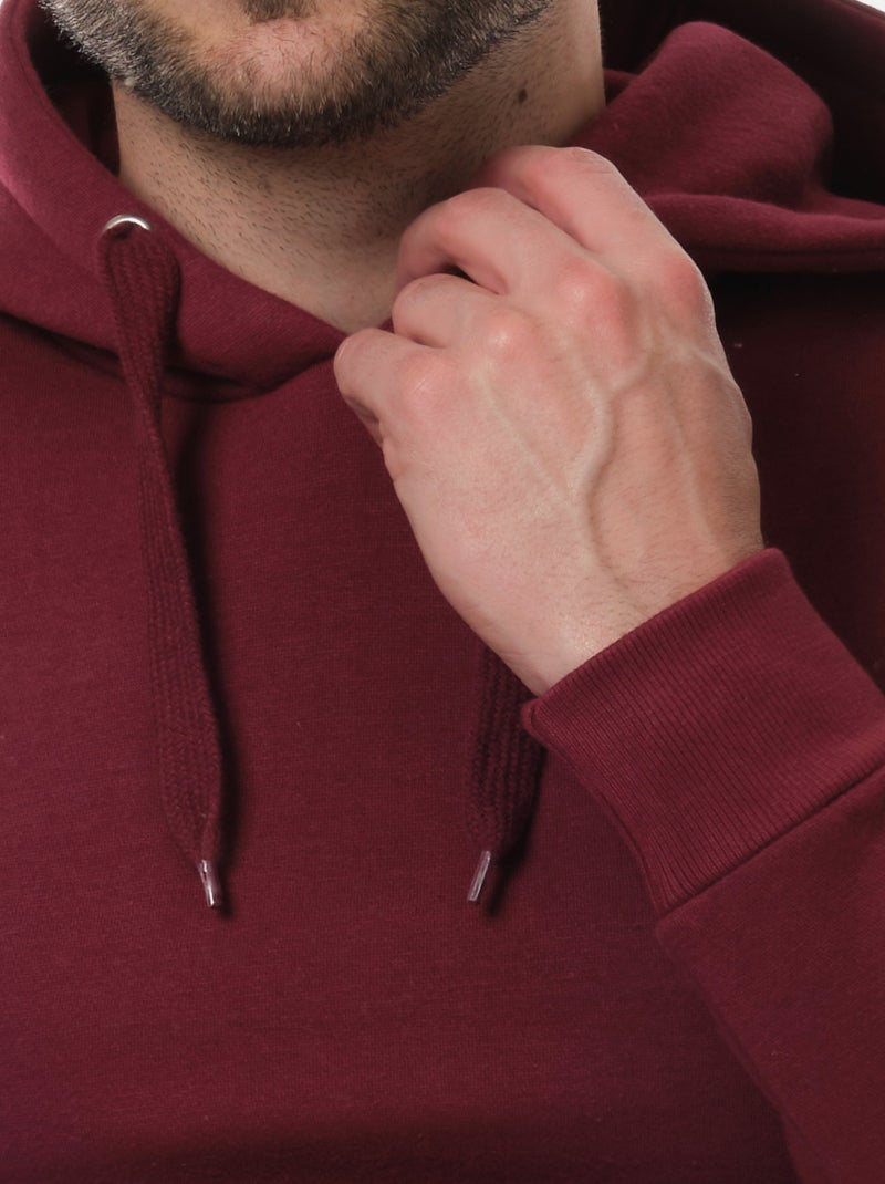 Felpa con cappuccio tinta unita Bordeaux - Kiabi