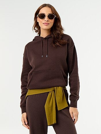 Felpa con cappuccio tinta unita con tasca a marsupio