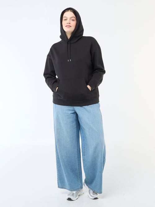 Felpa con cappuccio tinta unita con tasca a marsupio - Kiabi