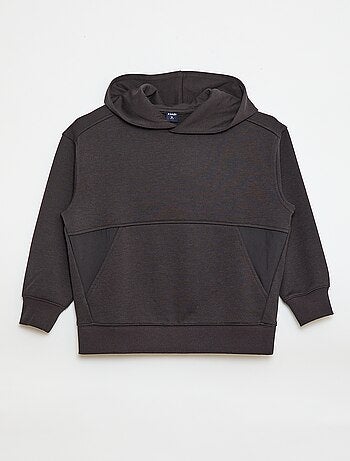 Felpa con cappuccio tinta unita con tasca a marsupio