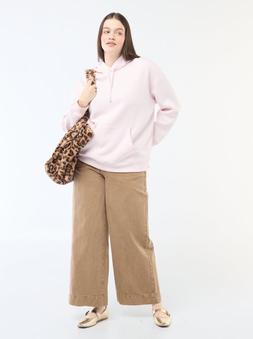 Felpa con cappuccio tinta unita con tasca a marsupio - Kiabi