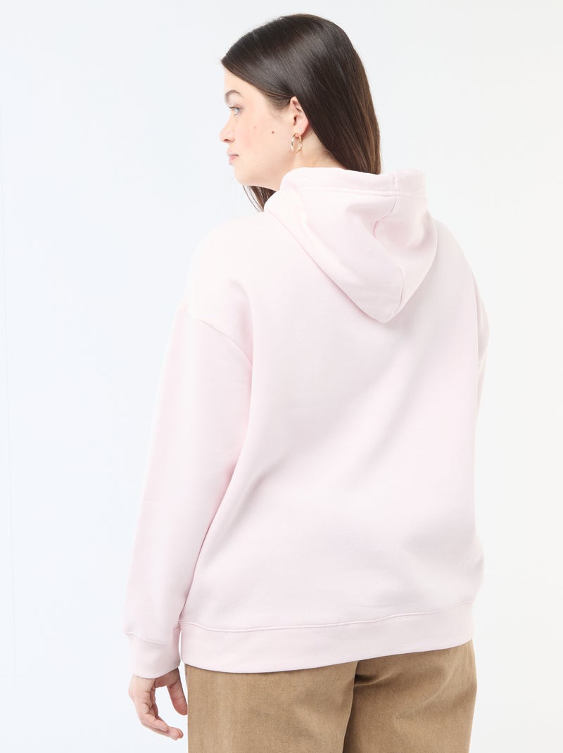 Felpa con cappuccio tinta unita con tasca a marsupio Rosa - Kiabi