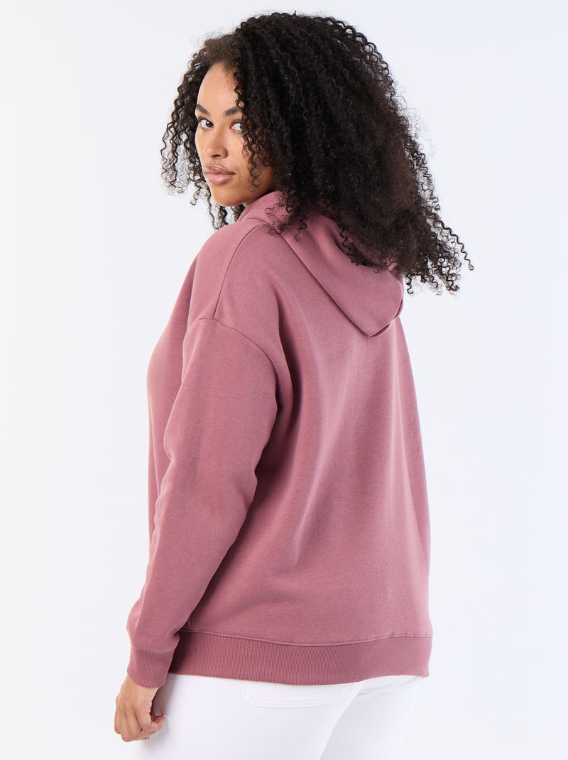 Felpa con cappuccio tinta unita con tasca a marsupio Rosa - Kiabi