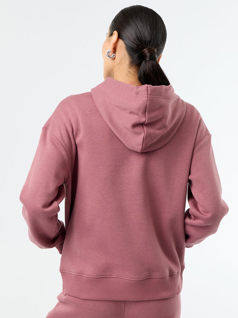 Felpa con cappuccio tinta unita con tasca a marsupio Rosa - Kiabi