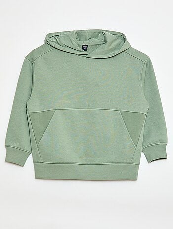 Felpa con cappuccio tinta unita con tasca a marsupio