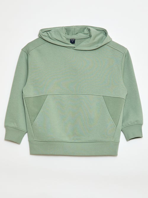 Felpa con cappuccio tinta unita con tasca a marsupio - Kiabi