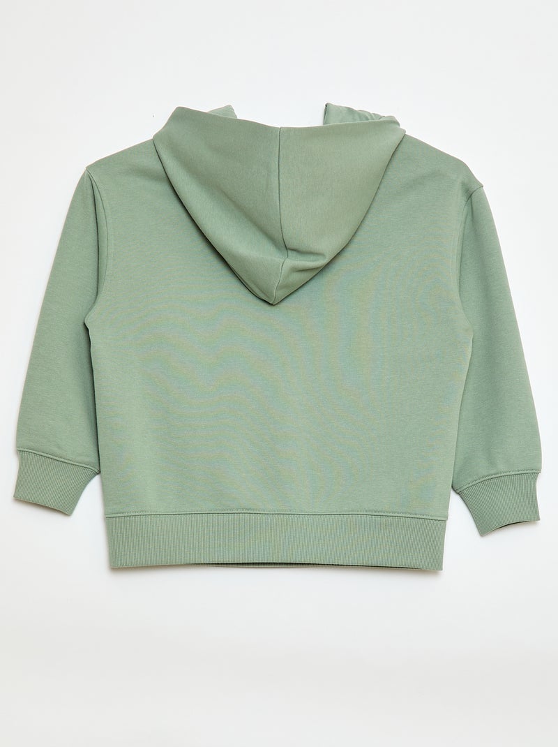 Felpa con cappuccio tinta unita con tasca a marsupio Verde - Kiabi