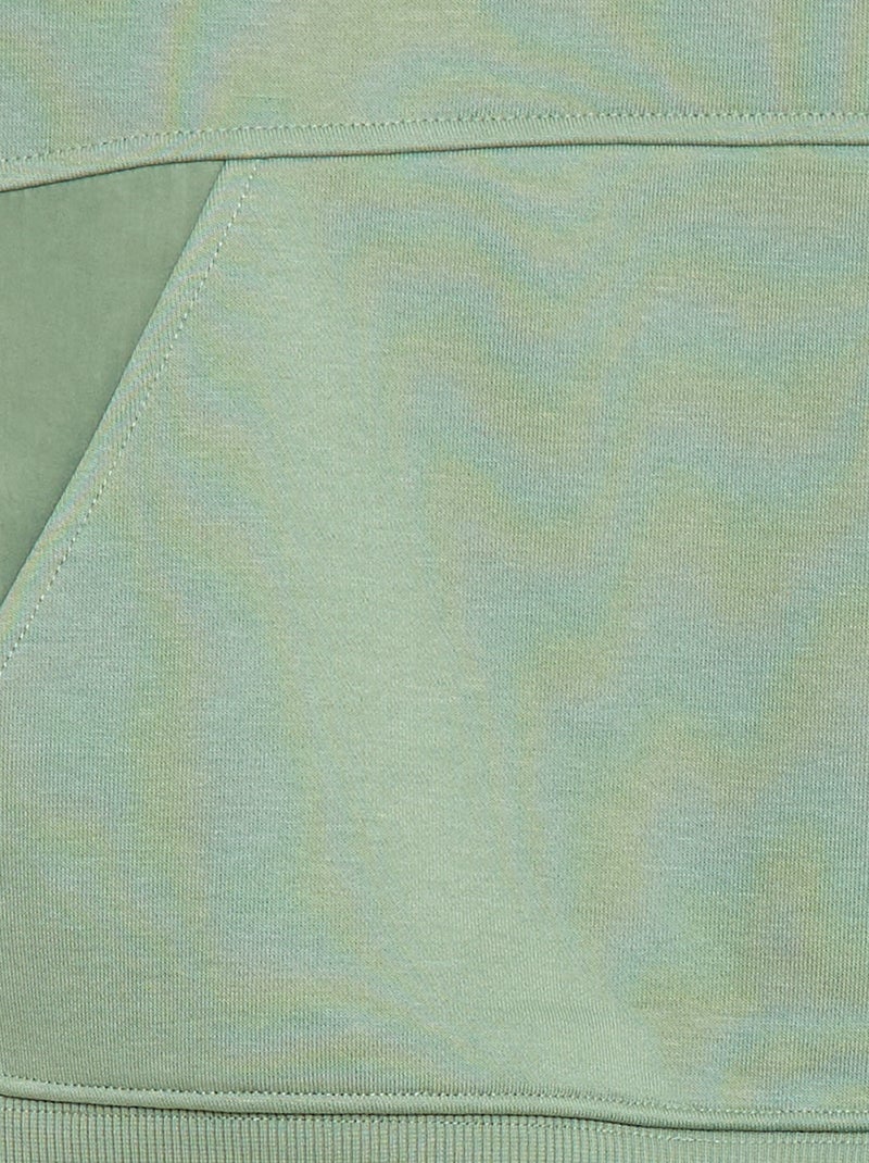 Felpa con cappuccio tinta unita con tasca a marsupio Verde - Kiabi