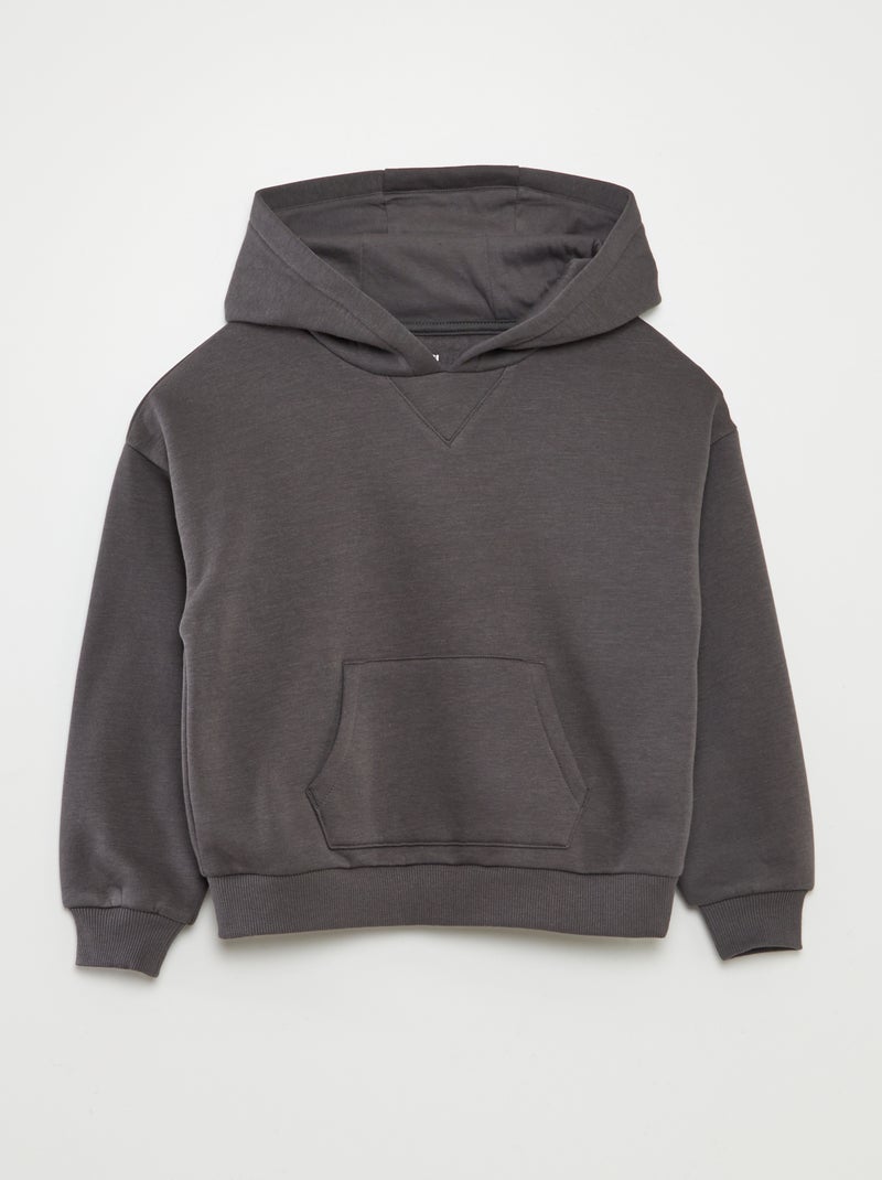 Felpa con cappuccio tinta unita grigio - Kiabi