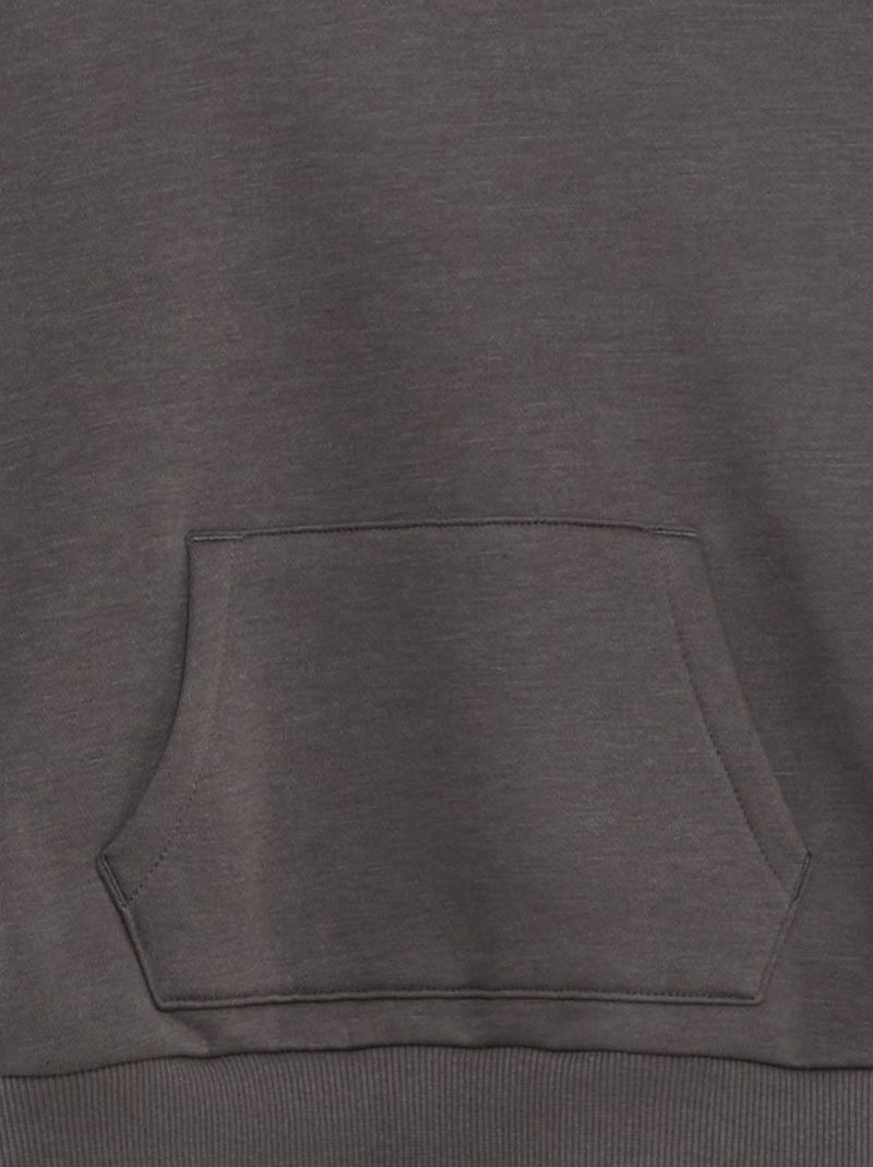 Felpa con cappuccio tinta unita grigio - Kiabi