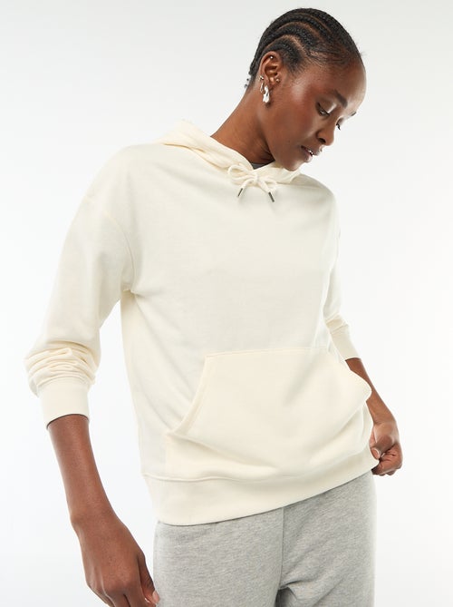 Felpa con cappuccio tinta unita in cotone - Kiabi