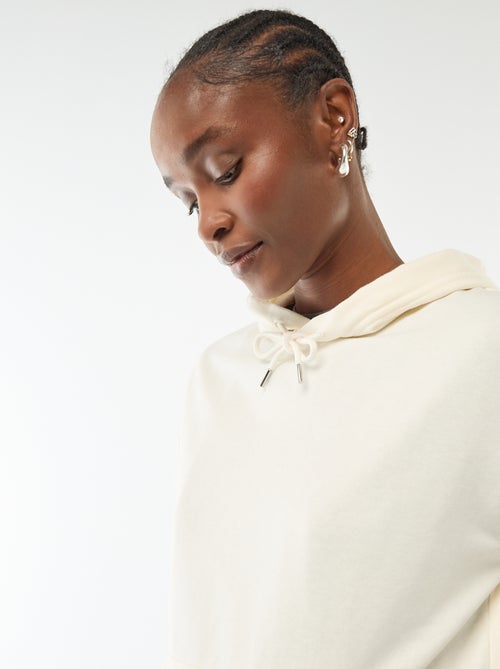 Felpa con cappuccio tinta unita in cotone - Kiabi