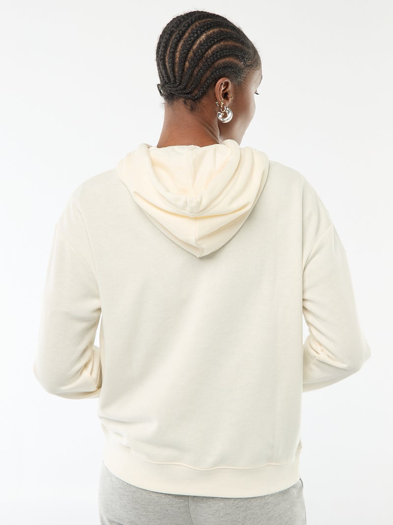 Felpa con cappuccio tinta unita in cotone Bianco - Kiabi