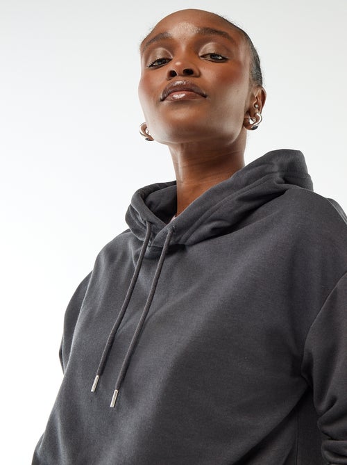 Felpa con cappuccio tinta unita in cotone - Kiabi