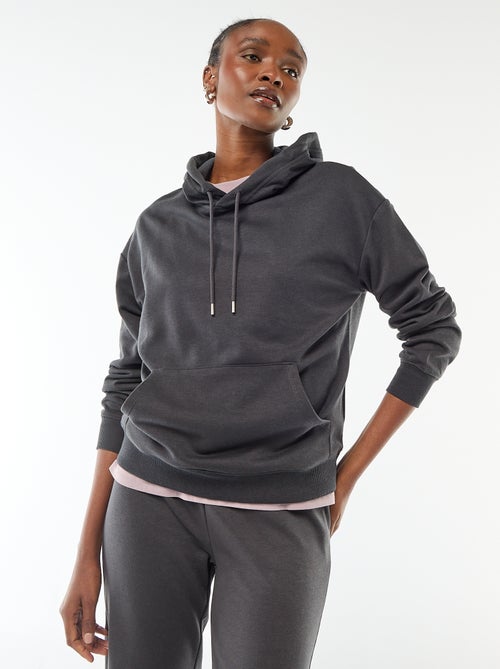 Felpa con cappuccio tinta unita in cotone - Kiabi