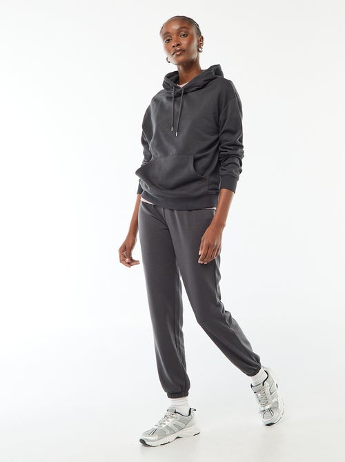 Felpa con cappuccio tinta unita in cotone - Kiabi