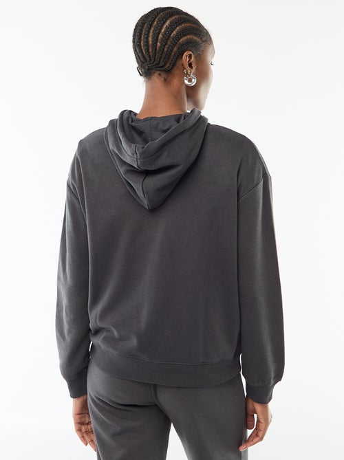 Felpa con cappuccio tinta unita in cotone - Kiabi