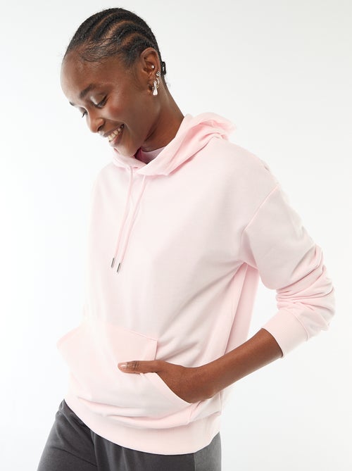 Felpa con cappuccio tinta unita in cotone - Kiabi