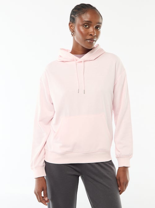 Felpa con cappuccio tinta unita in cotone - Kiabi