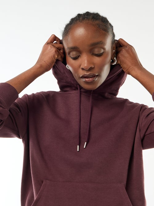 Felpa con cappuccio tinta unita in cotone - Kiabi