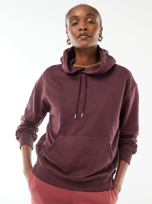 Felpa con cappuccio tinta unita in cotone - Kiabi