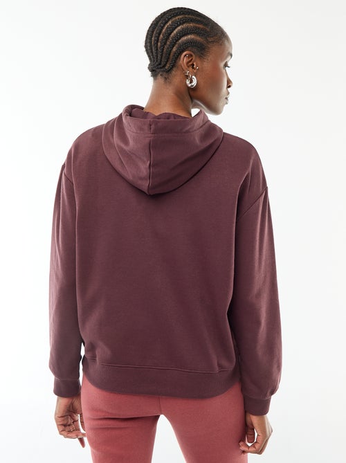 Felpa con cappuccio tinta unita in cotone - Kiabi