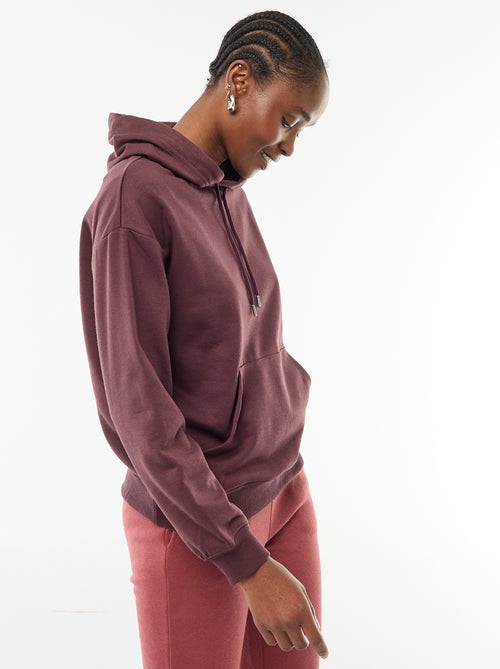 Felpa con cappuccio tinta unita in cotone - Kiabi