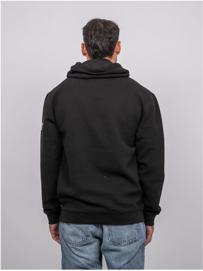 Felpa con cappuccio tinta unita in maglia waffle werone Nero - Kiabi