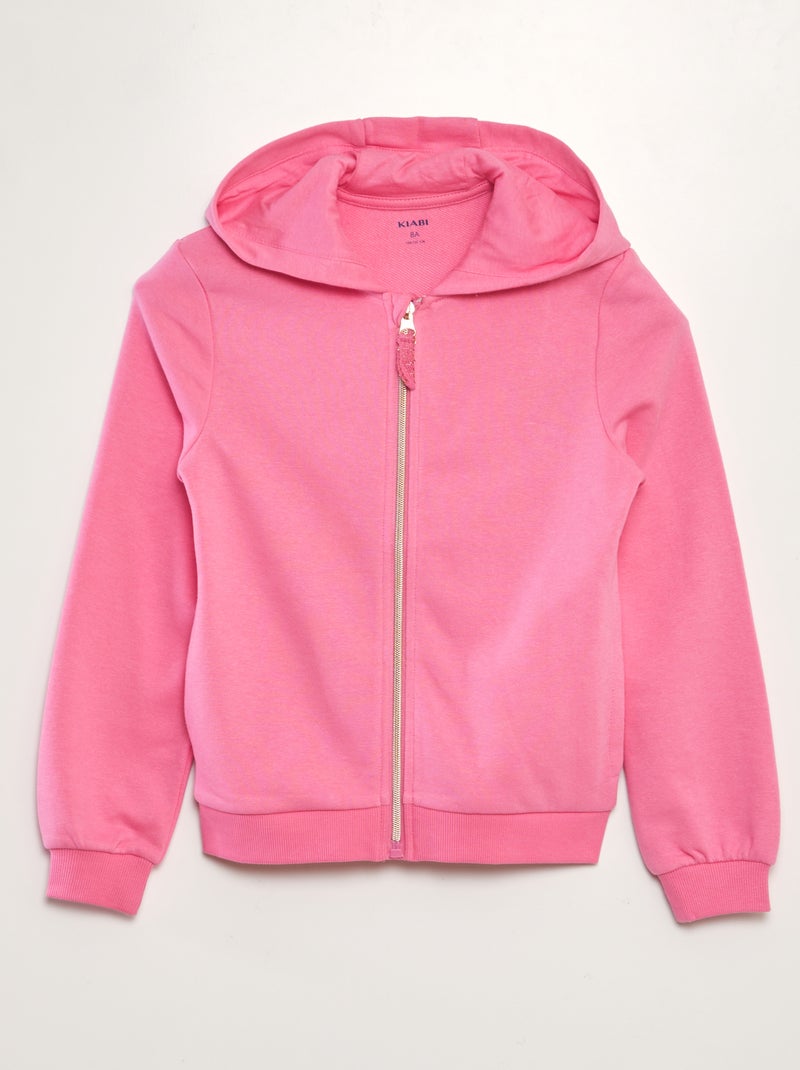 Felpa con cappuccio tinta unita rosa - Kiabi