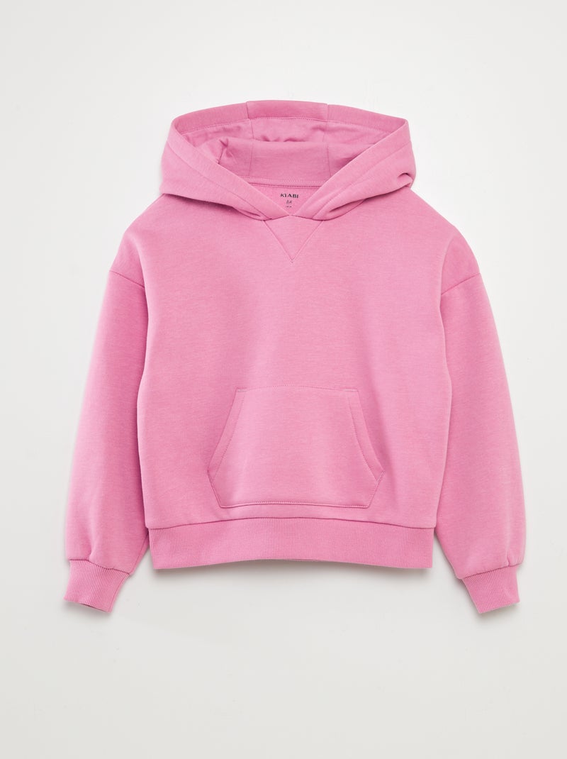 Felpa con cappuccio tinta unita rosa - Kiabi