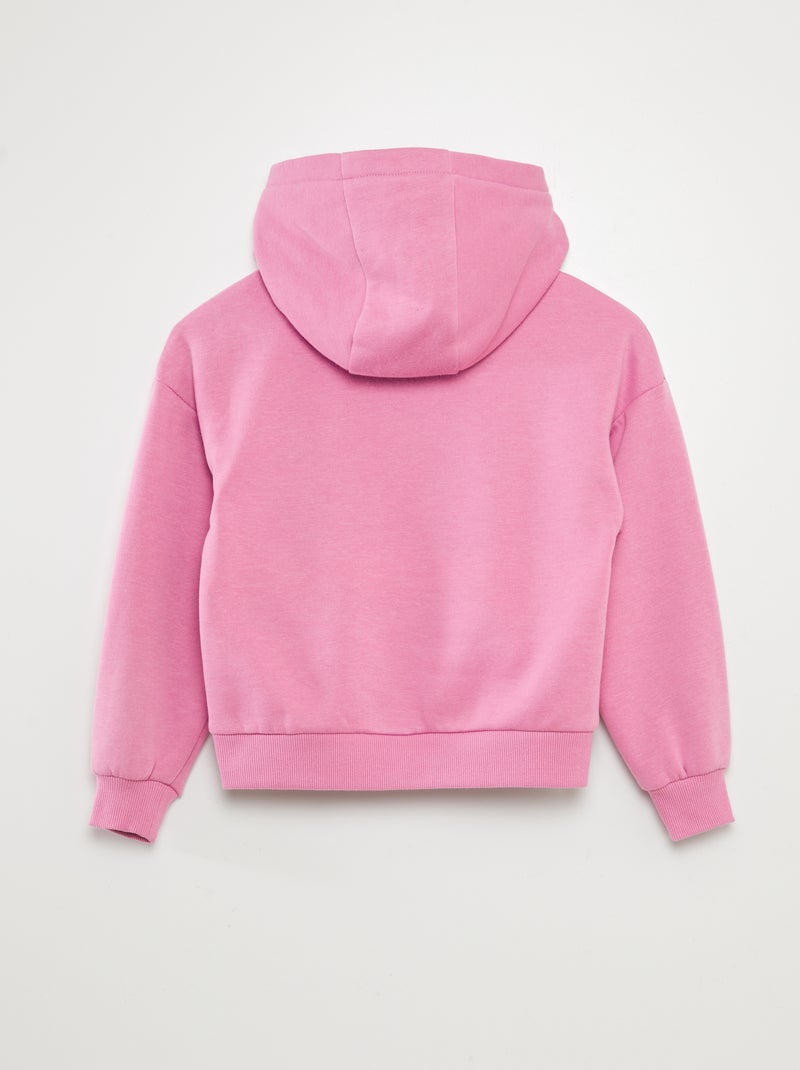 Felpa con cappuccio tinta unita rosa - Kiabi