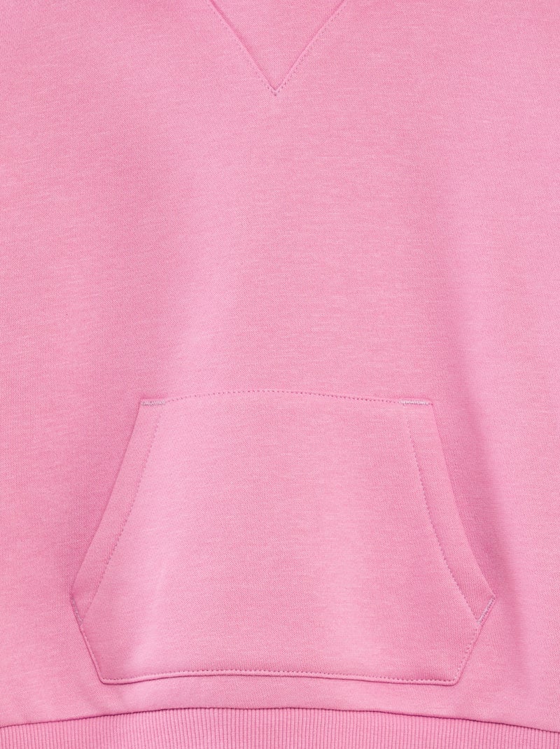 Felpa con cappuccio tinta unita rosa - Kiabi