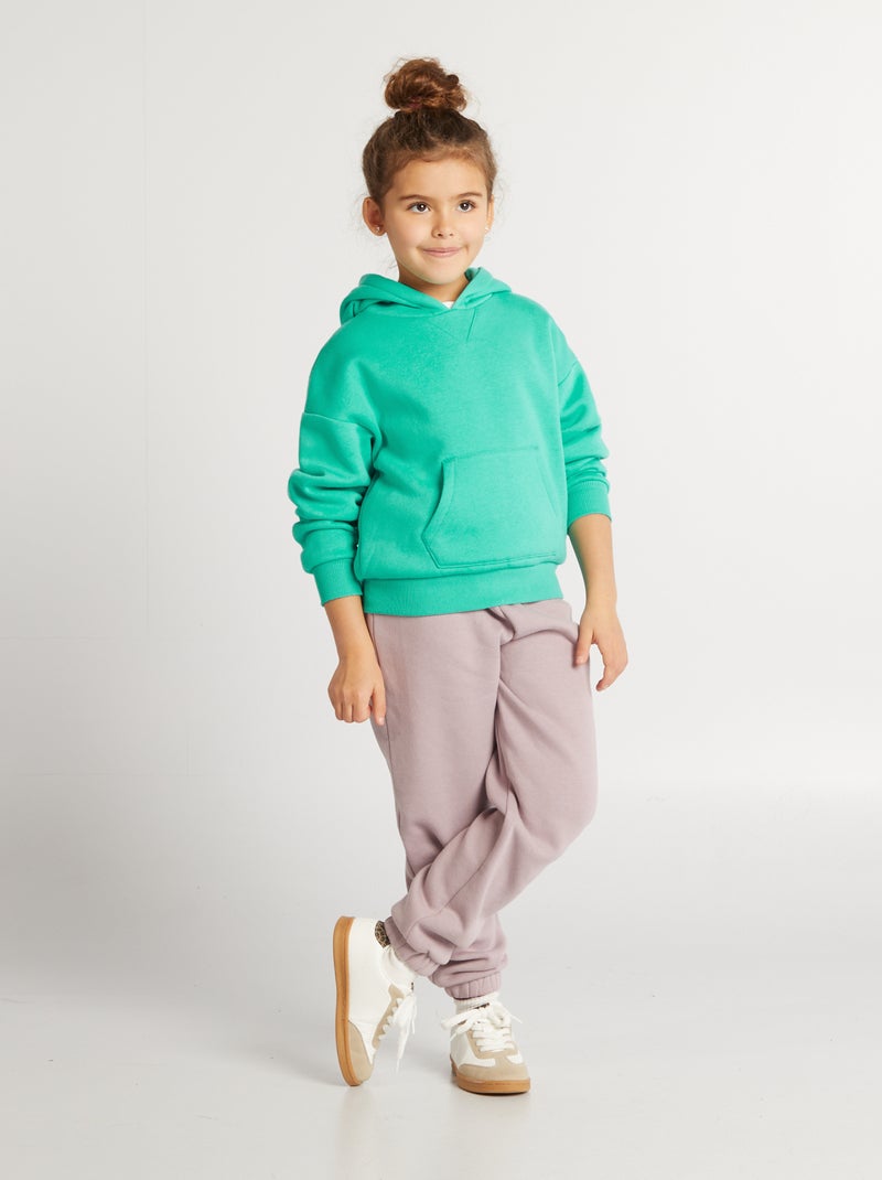 Felpa con cappuccio tinta unita VERDE - Kiabi