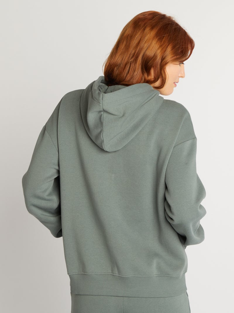 Felpa con cappuccio tinta unita VERDE - Kiabi