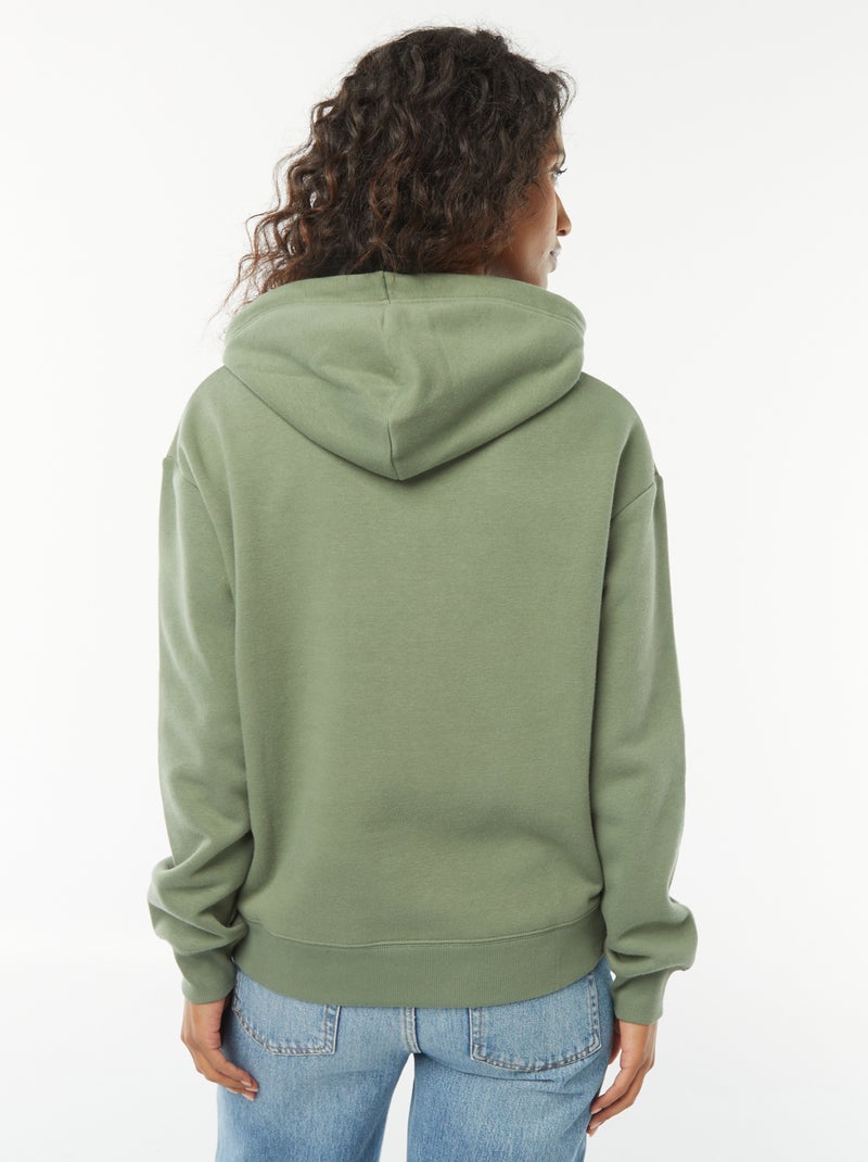 Felpa con cappuccio tinta unita Verde - Kiabi