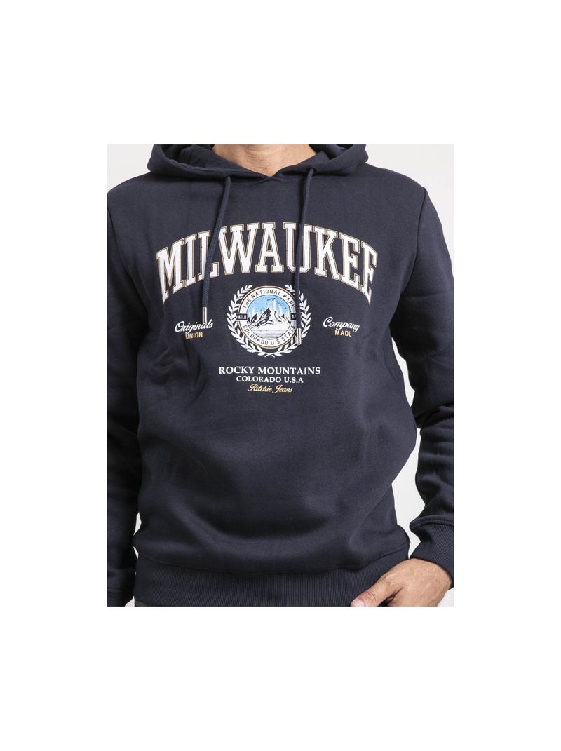 Felpa con cappuccio WOULAO Blu marino - Kiabi