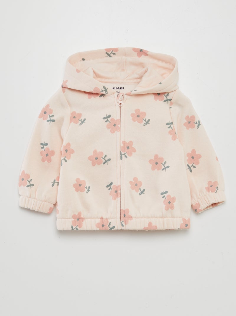 Felpa con cappuccio, zip e motivo ROSA - Kiabi