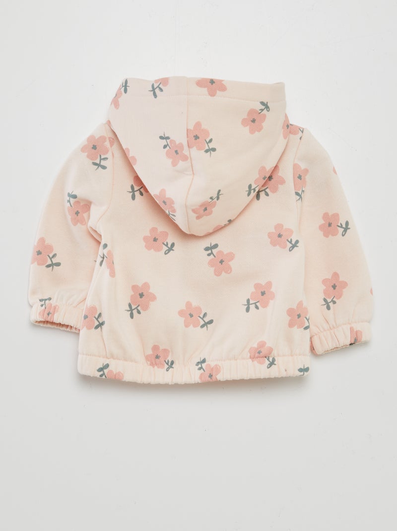 Felpa con cappuccio, zip e motivo ROSA - Kiabi