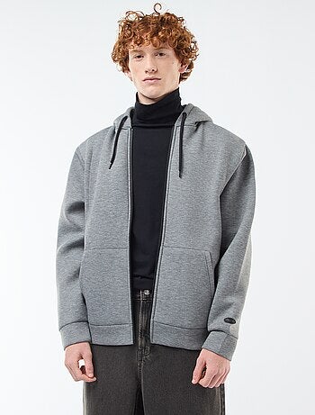 Felpa con cappuccio zippata foderata effetto montone