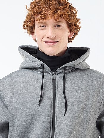 Felpa con cappuccio zippata foderata effetto montone