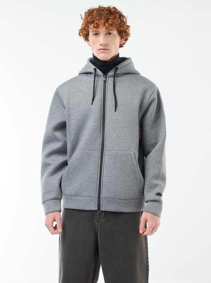 Felpa con cappuccio zippata foderata effetto montone Grigio - Kiabi