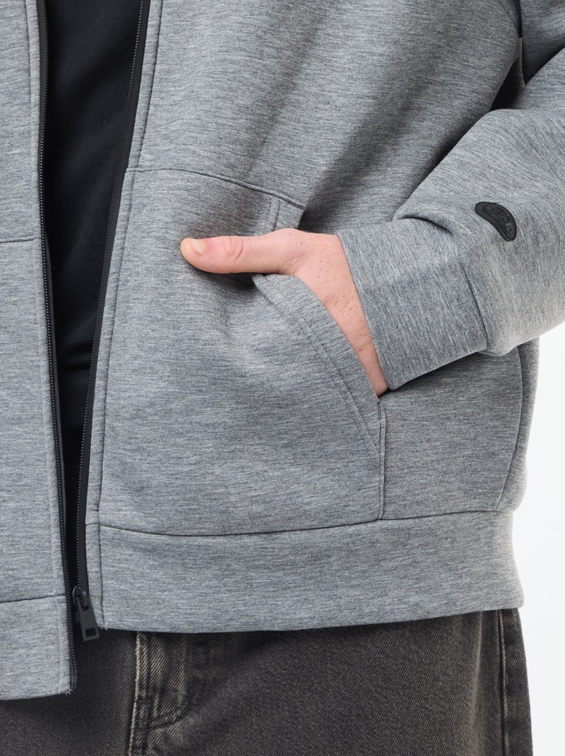 Felpa con cappuccio zippata foderata effetto montone Grigio - Kiabi